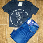 Load image into Gallery viewer, Faith Hope Love Circle Graphic Tee
