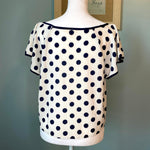 Load image into Gallery viewer, Polka Dots Navy and Ivory Top
