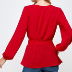 Load image into Gallery viewer, Waist Tie Long Sleeve blouse
