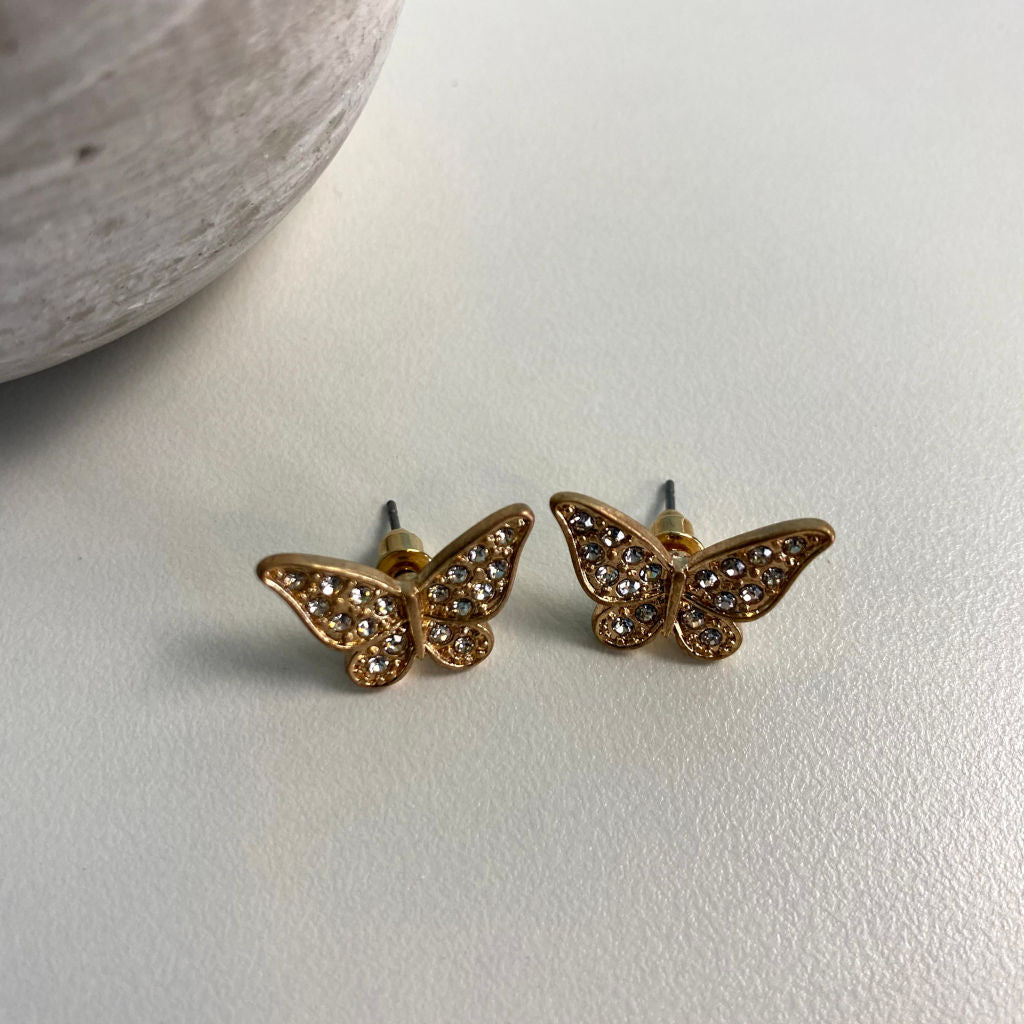 Paved Butterfly Post Earring